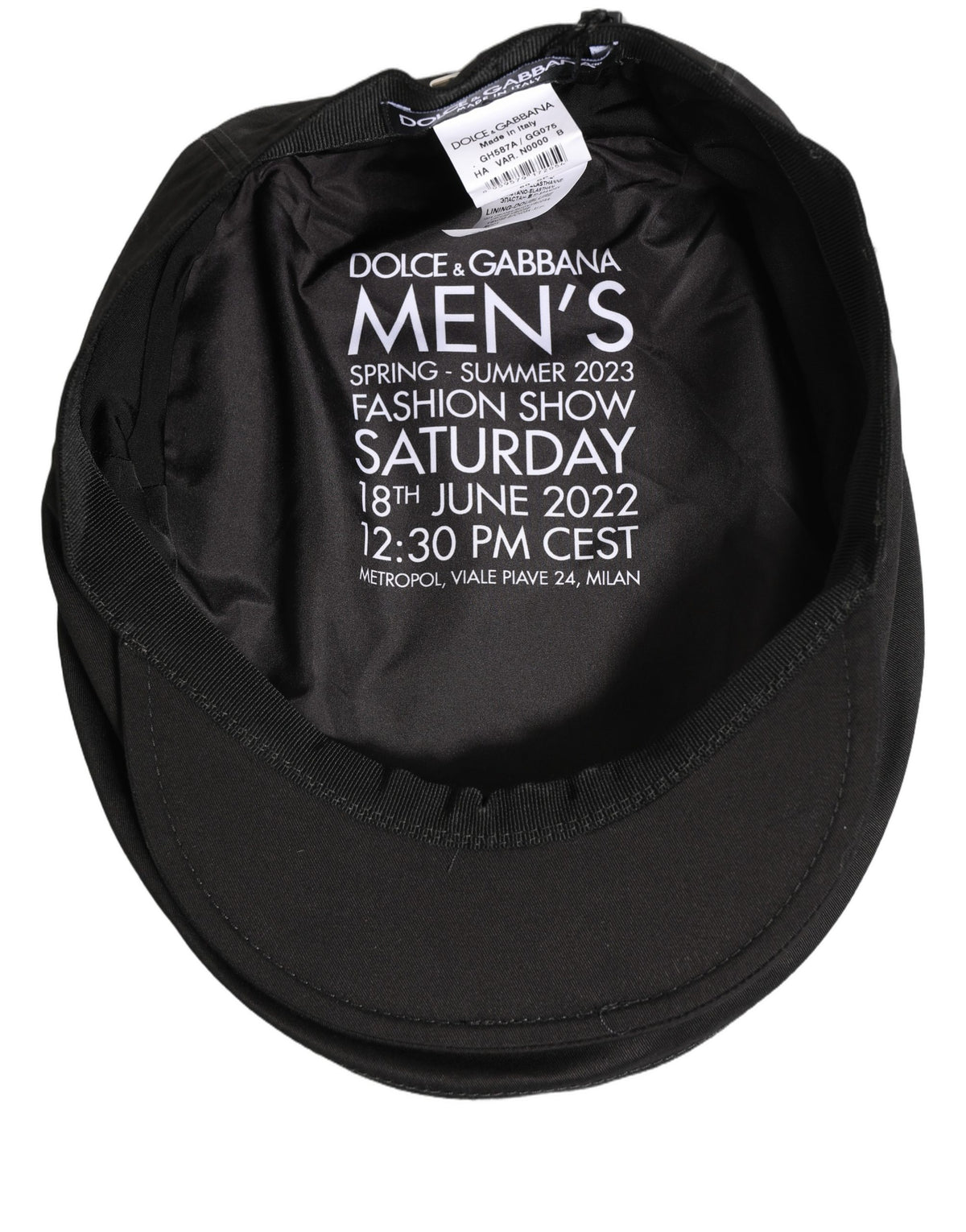 Dolce & Gabbana Men Black Cotton Stretch Newsboy Hat