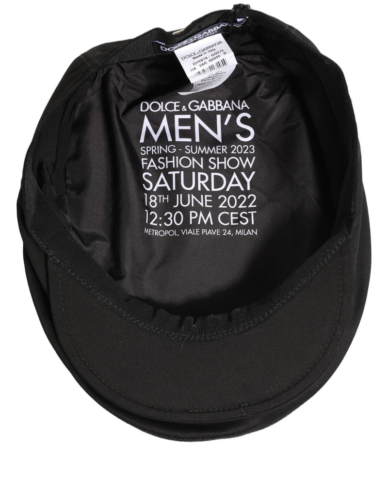 Dolce & Gabbana Men Black Cotton Stretch Newsboy Hat