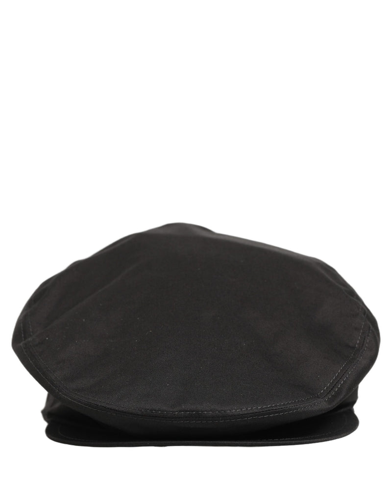 Dolce & Gabbana Men Black Cotton Stretch Newsboy Hat