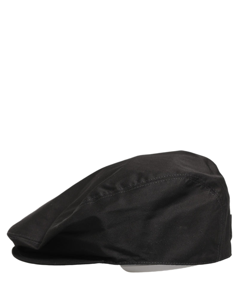 Dolce & Gabbana Men Black Cotton Stretch Newsboy Hat