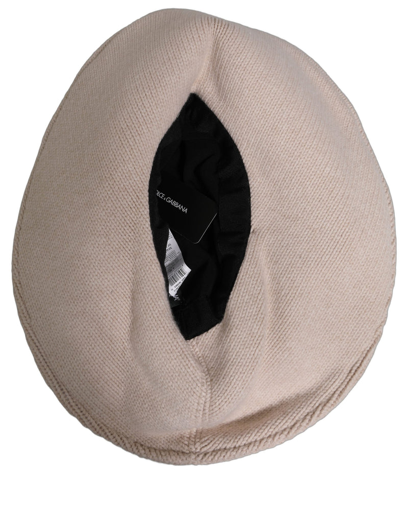 Dolce & Gabbana Women Beige Wool Knit Wide Brim Bucket Capello Hat