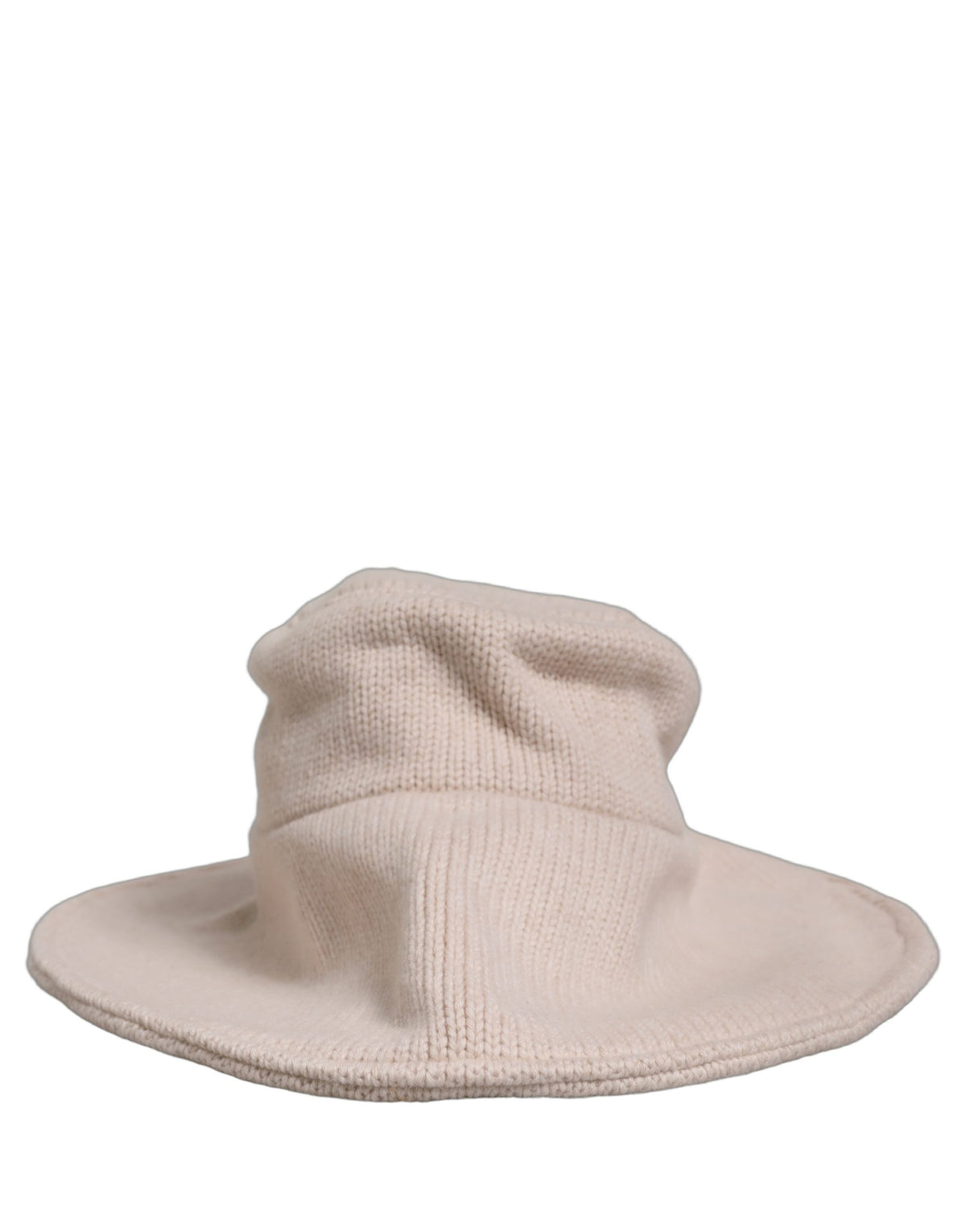 Dolce & Gabbana Women Beige Wool Knit Wide Brim Bucket Hat