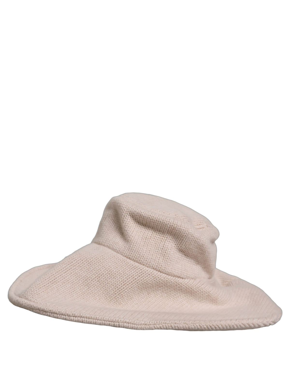 Dolce & Gabbana Women Beige Wool Knit Wide Brim Bucket Hat
