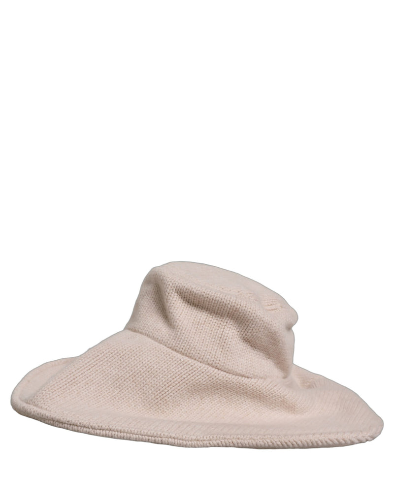 Dolce & Gabbana Women Beige Wool Knit Wide Brim Bucket Capello Hat