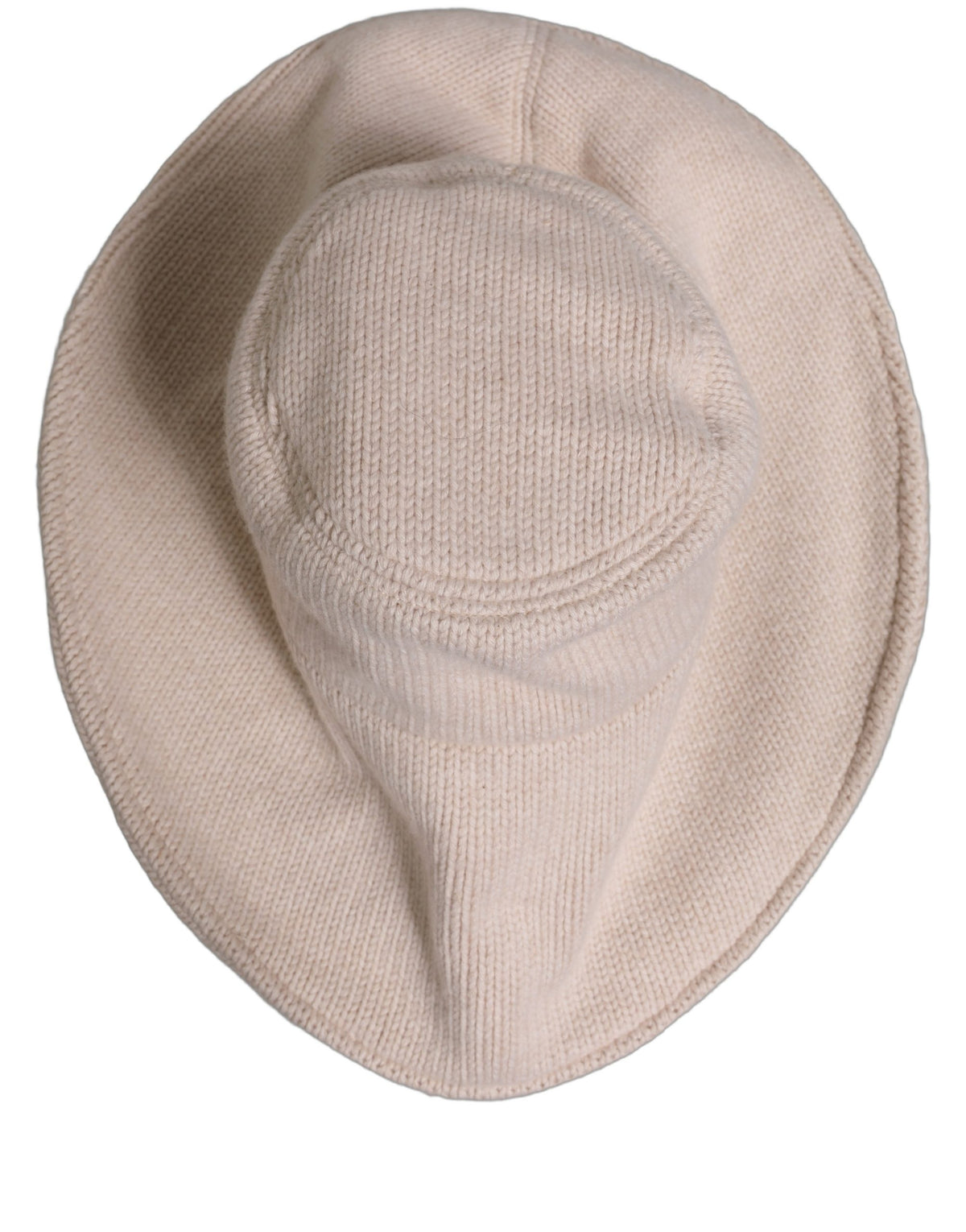 Dolce & Gabbana Women Beige Wool Knit Wide Brim Bucket Hat
