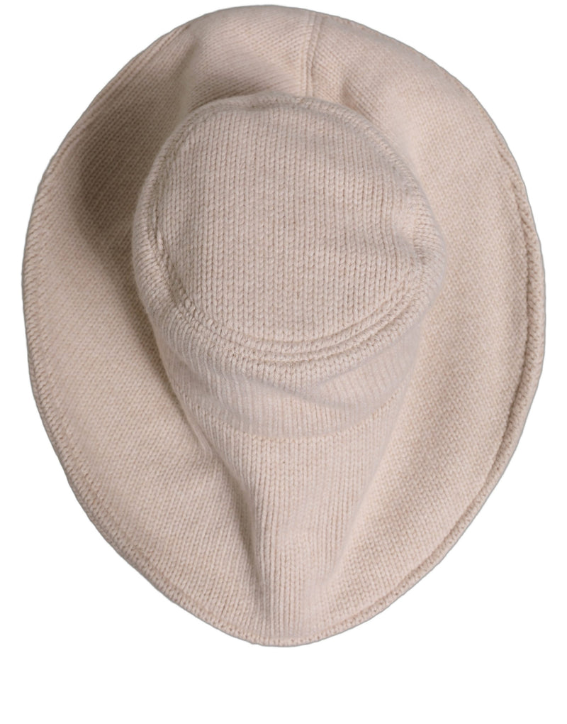 Dolce & Gabbana Women Beige Wool Knit Wide Brim Bucket Capello Hat