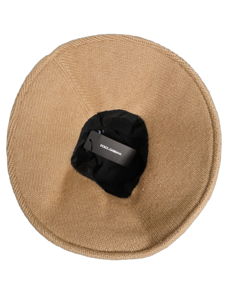 Dolce & Gabbana Women Brown Cotton Knit Wide Brim Bucket Hat