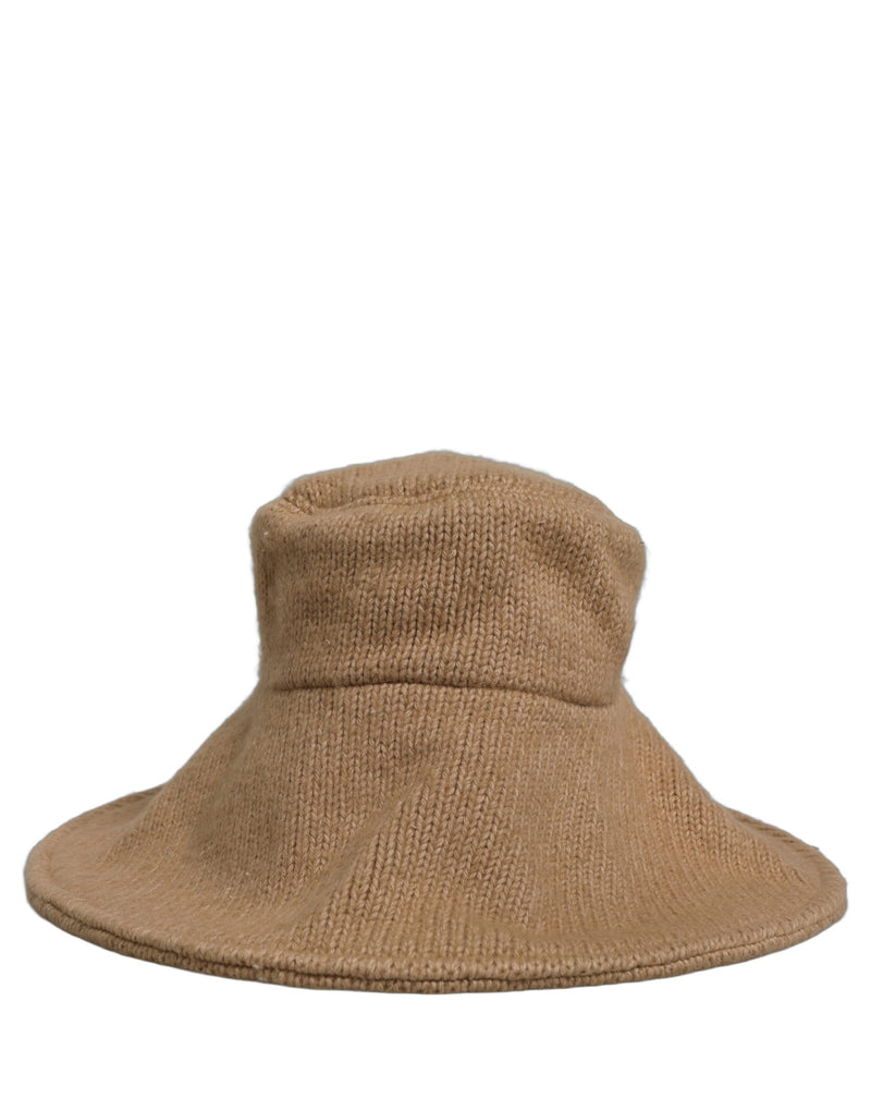 Dolce & Gabbana Women Brown Cotton Knit Wide Brim Bucket Hat