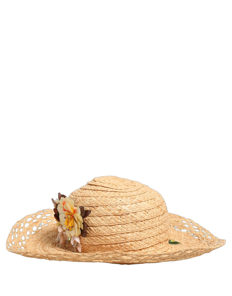 Dolce & Gabbana Women Beige Wide Brim Floral Bucket Hat