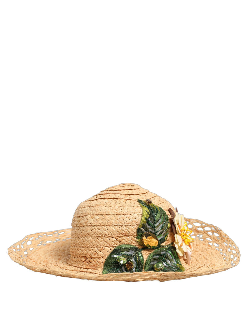 Dolce & Gabbana Women Beige Wide Brim Floral Bucket Hat