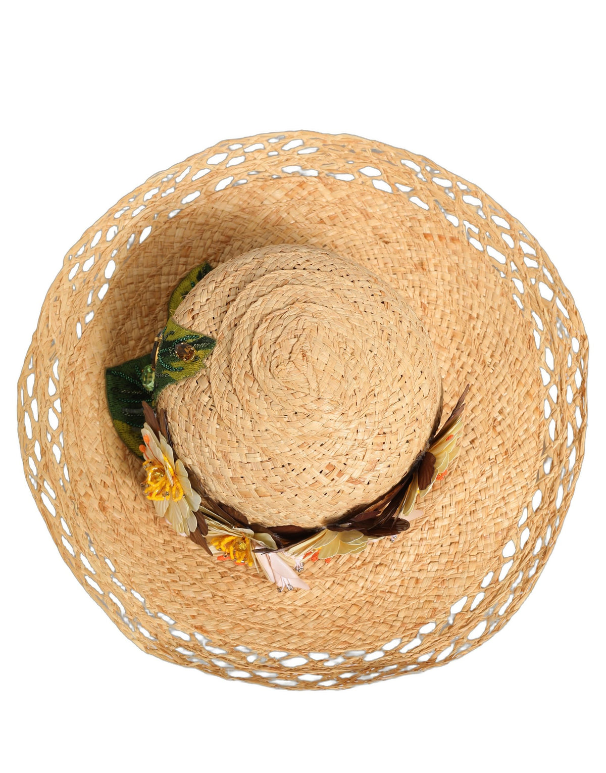 Dolce & Gabbana Women Beige Wide Brim Floral Bucket Hat