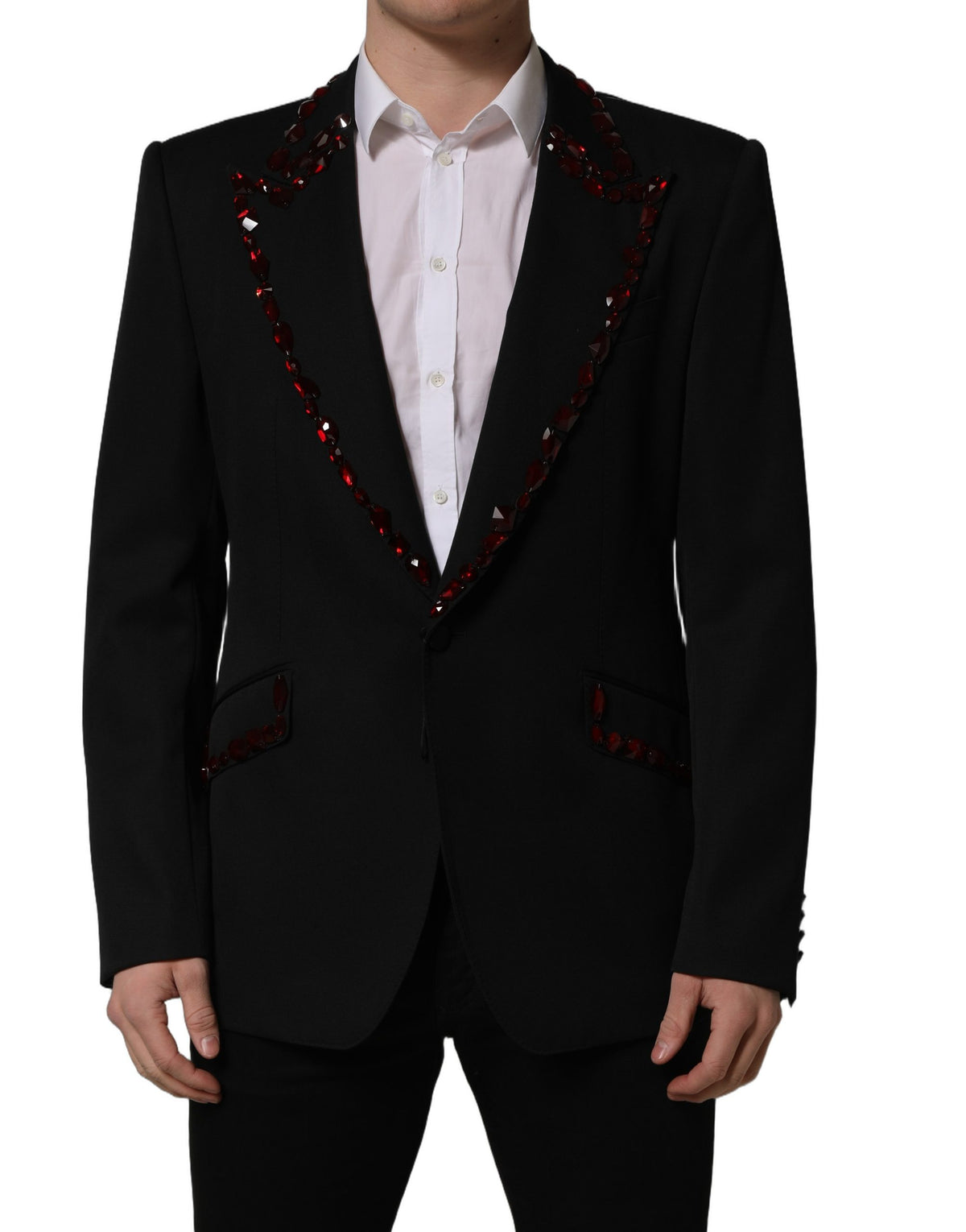 Dolce & Gabbana Black Crystal Embellished Blazer Jacket
