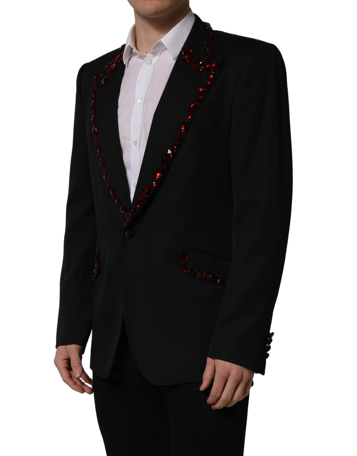 Dolce & Gabbana Black Crystal Embellished Blazer Jacket