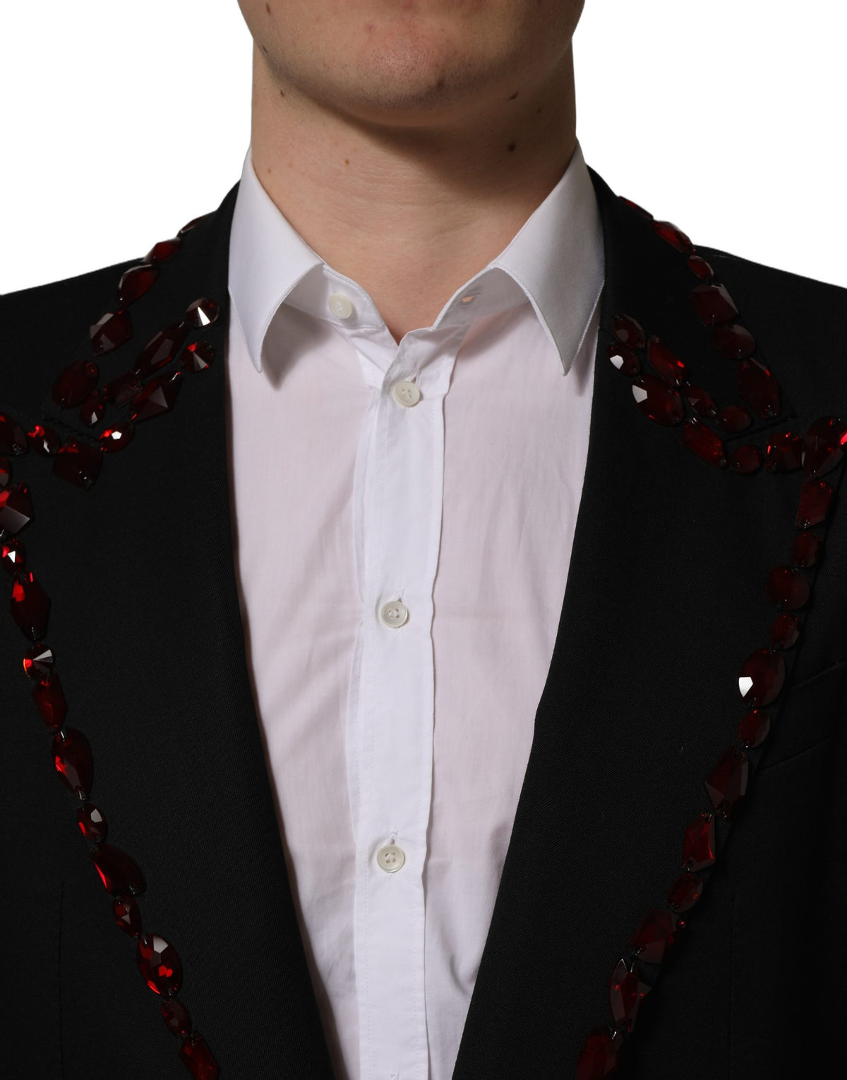 Dolce & Gabbana Black Crystal Embellished Blazer Jacket