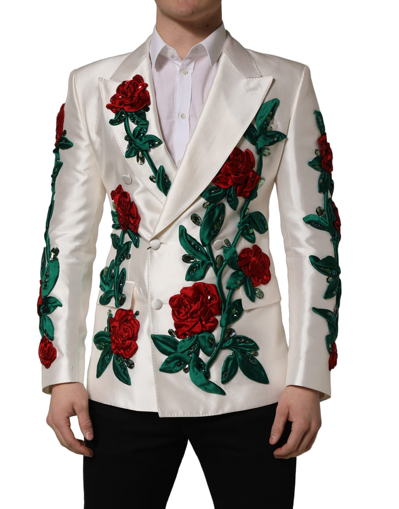 Dolce & Gabbana White Floral SICILIA Double Breasted Jacket