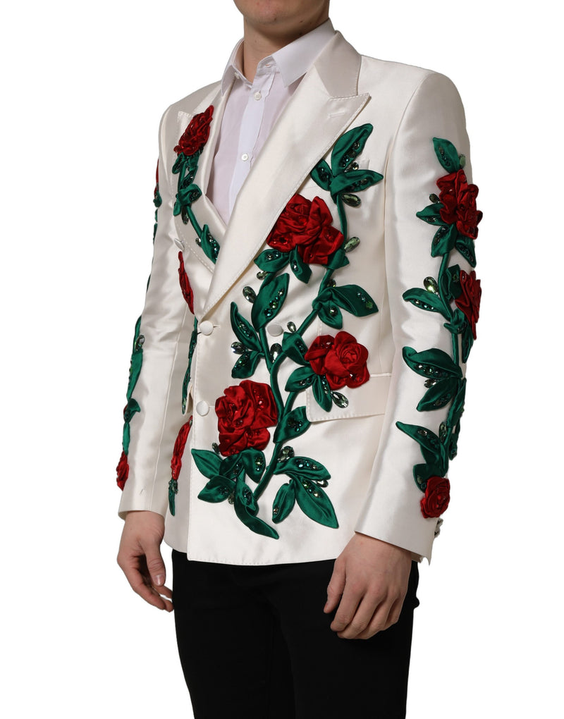 Dolce & Gabbana White Floral SICILIA Double Breasted Jacket