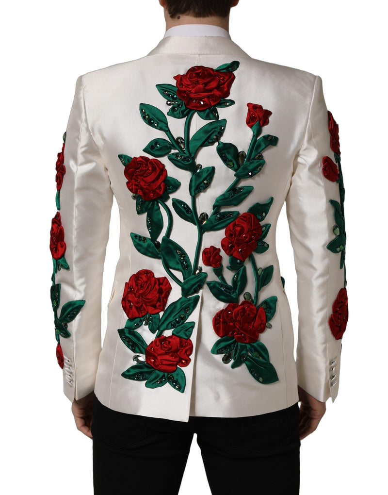 Dolce & Gabbana White Floral SICILIA Double Breasted Jacket