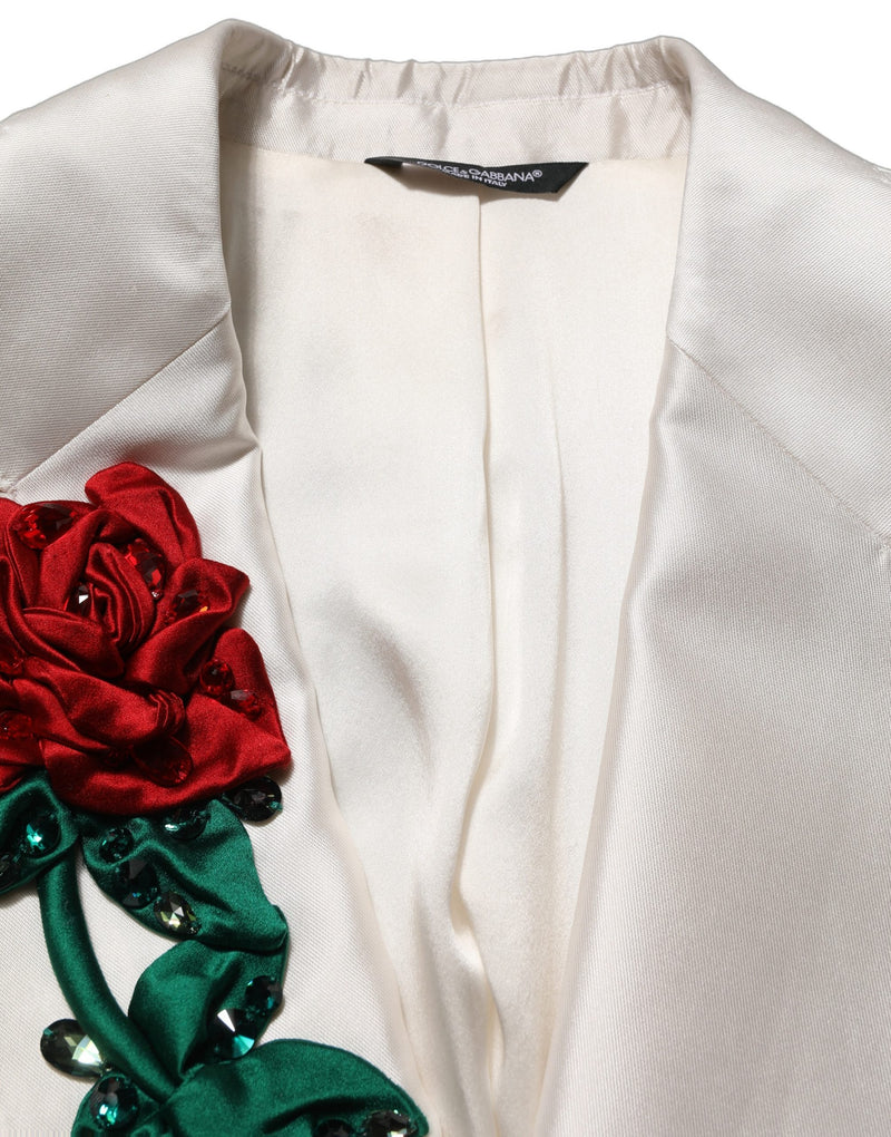 Dolce & Gabbana White Floral SICILIA Double Breasted Jacket