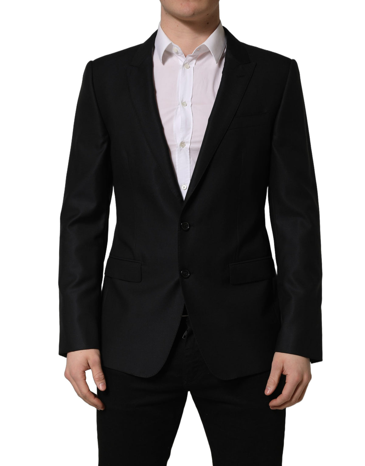 Dolce & Gabbana Black Wool Single Breasted Blazer for Men