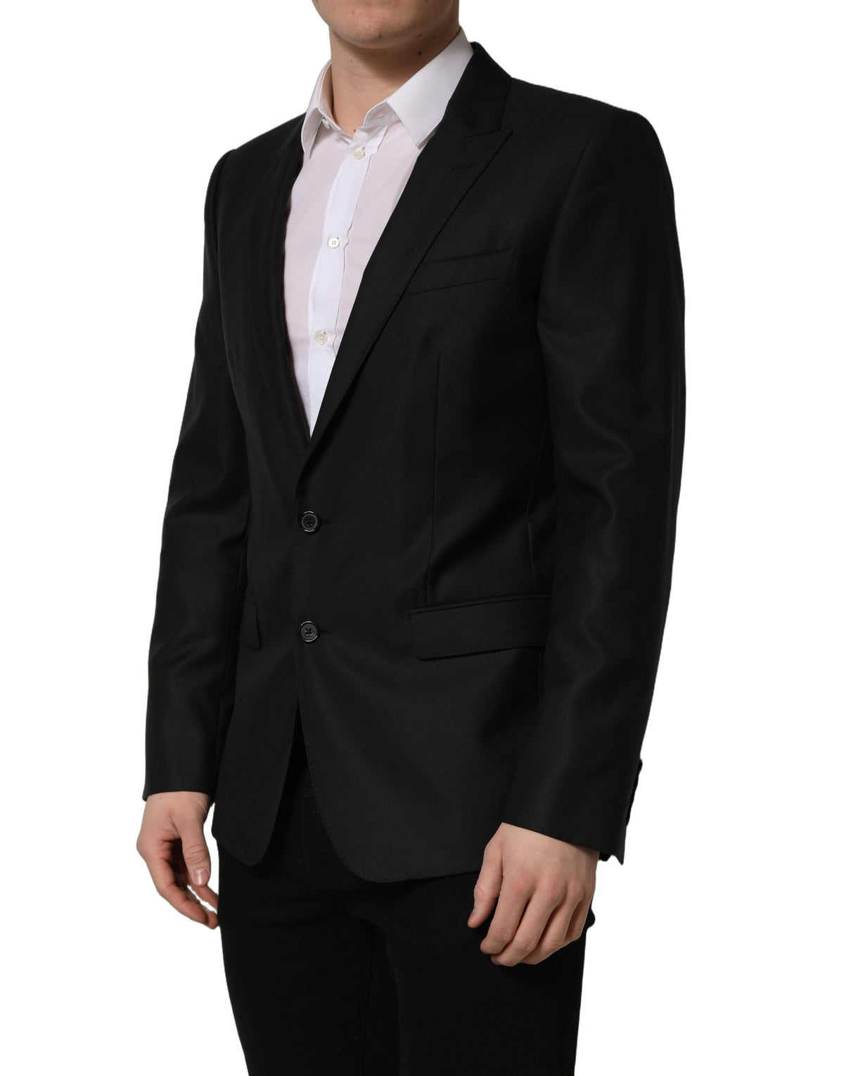 Dolce & Gabbana Black Wool Single Breasted Blazer for Men