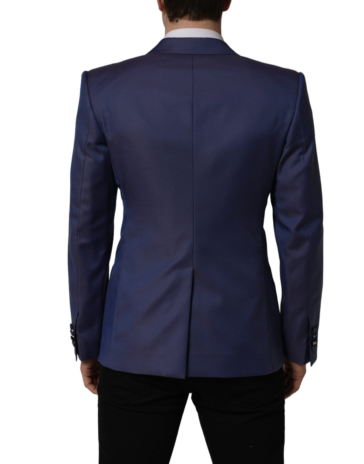 Dolce & Gabbana Blue Wool Double Breasted Men Blazer Jacket