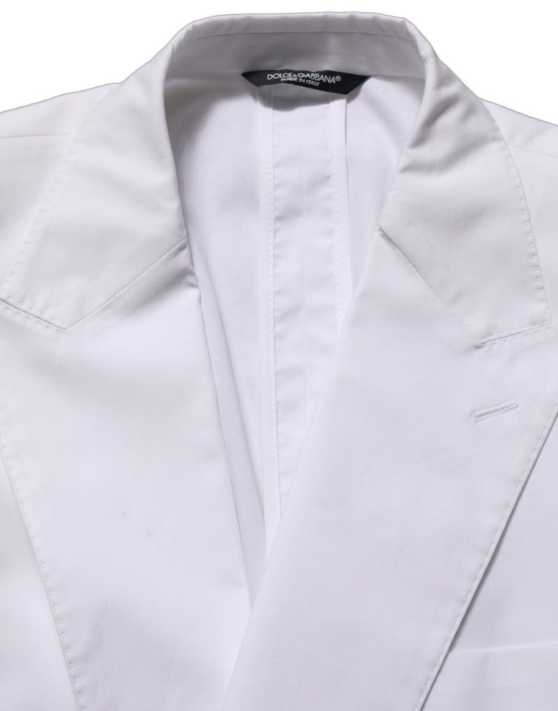 Dolce & Gabbana White Cotton Double Breasted Blazer Jacket