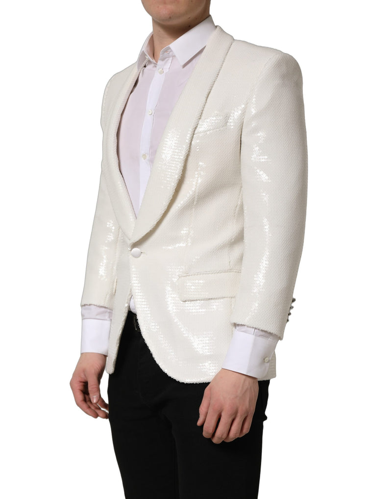 Dolce & Gabbana White Viscose Single Breasted Blazer Jacket