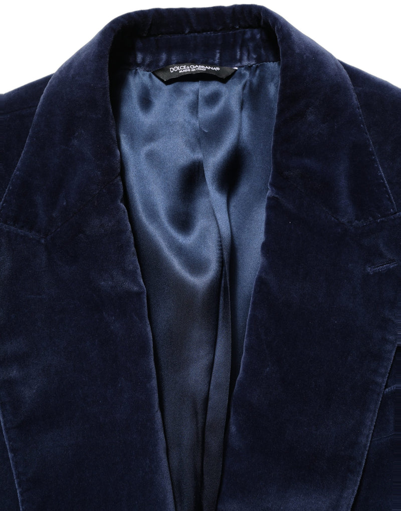 Dolce & Gabbana Blue Velvet Blazer Jacket for Men