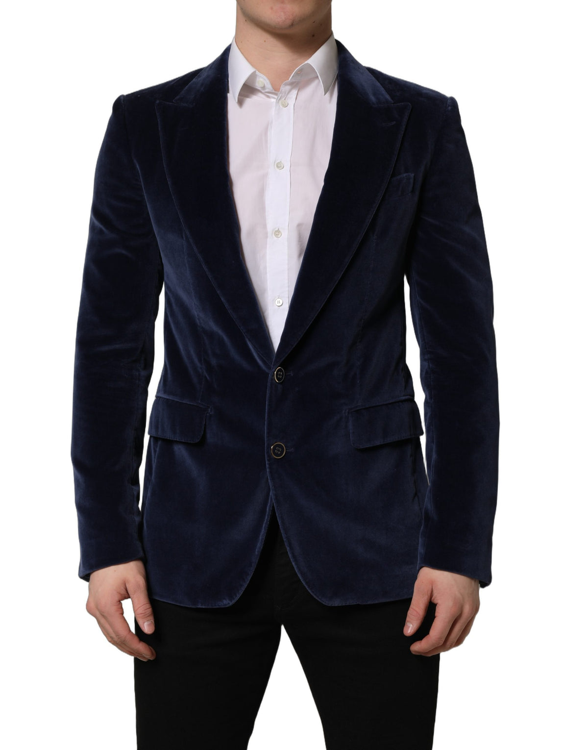 Dolce & Gabbana Blue Velvet Blazer Jacket for Men