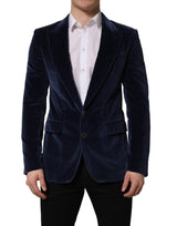 Dolce & Gabbana Blue Velvet Blazer Jacket for Men