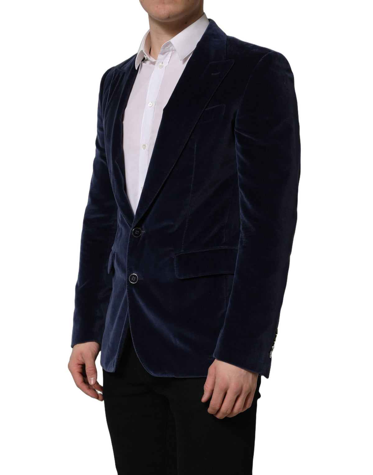 Dolce & Gabbana Blue Velvet Blazer Jacket for Men