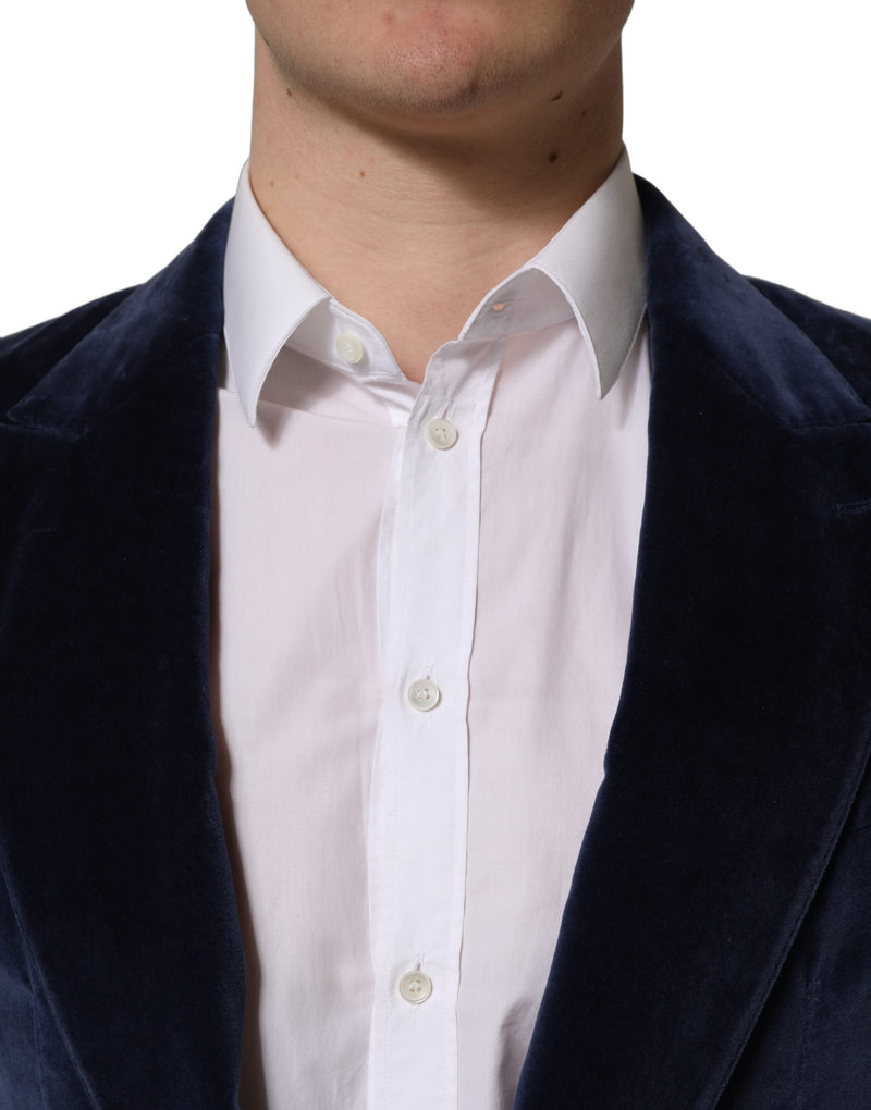 Dolce & Gabbana Blue Velvet Blazer Jacket for Men