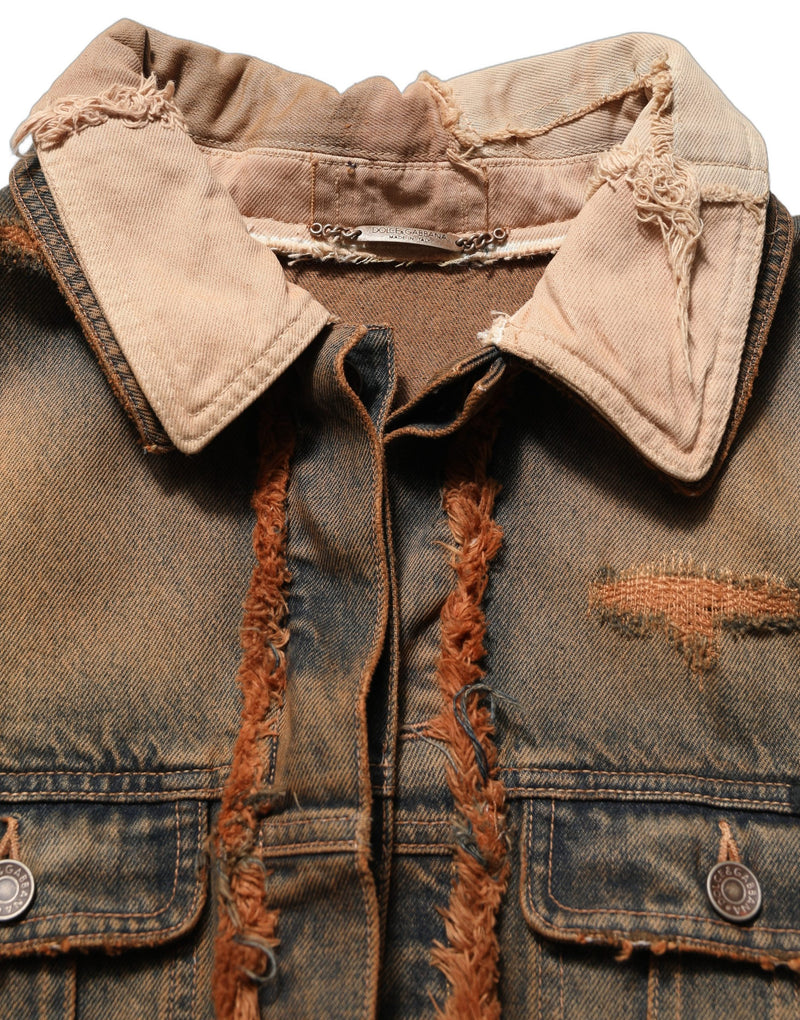 Dolce & Gabbana Multicolor Raw Cut Panelled Denim Jacket