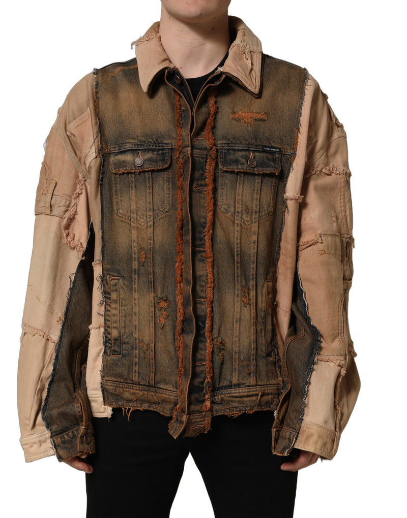 Dolce & Gabbana Multicolor Raw Cut Panelled Denim Jacket