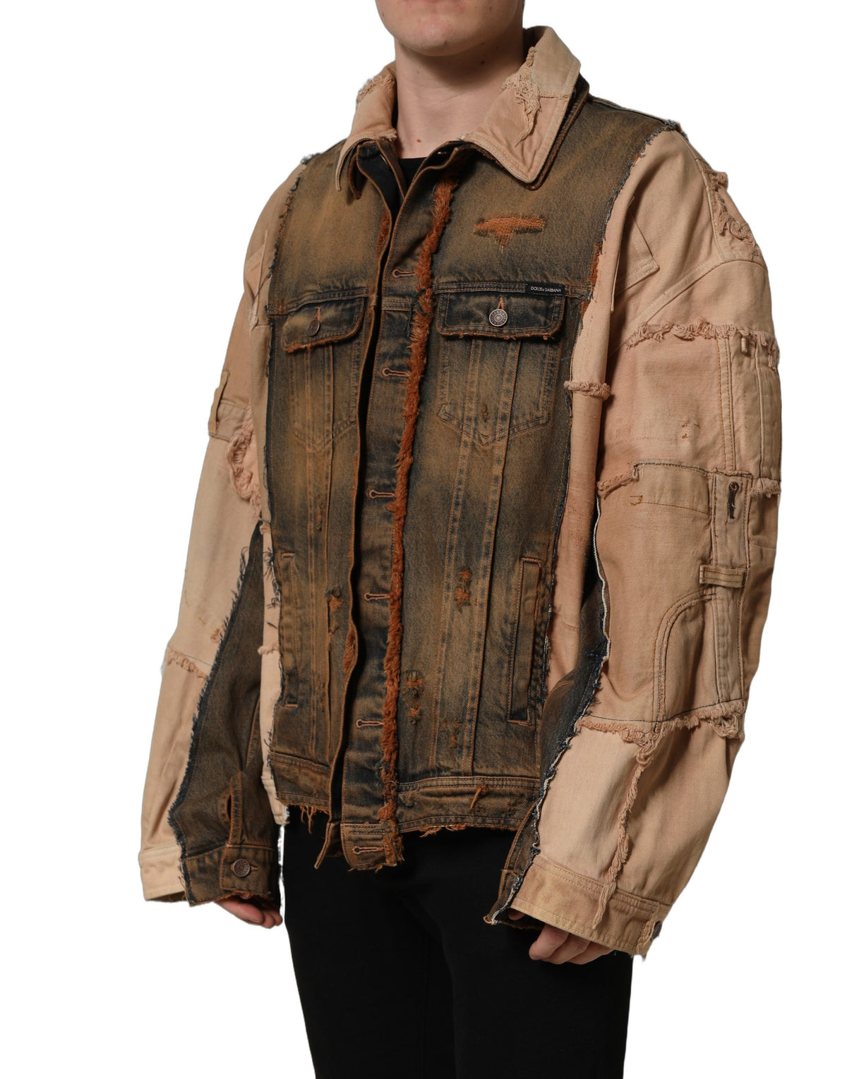Dolce & Gabbana Multicolor Raw Cut Panelled Denim Jacket