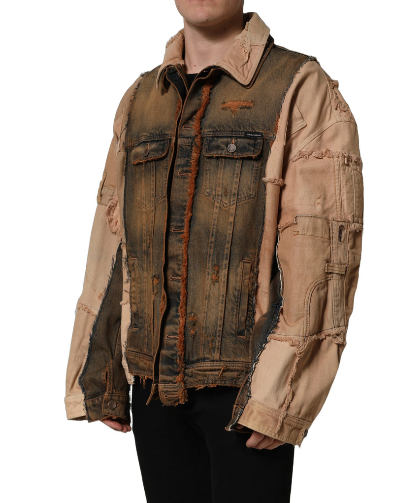 Dolce & Gabbana Multicolor Raw Cut Panelled Denim Jacket