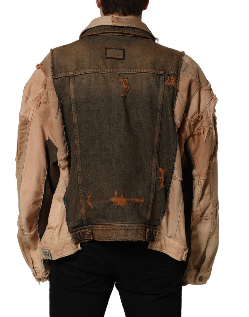 Dolce & Gabbana Multicolor Raw Cut Panelled Denim Jacket