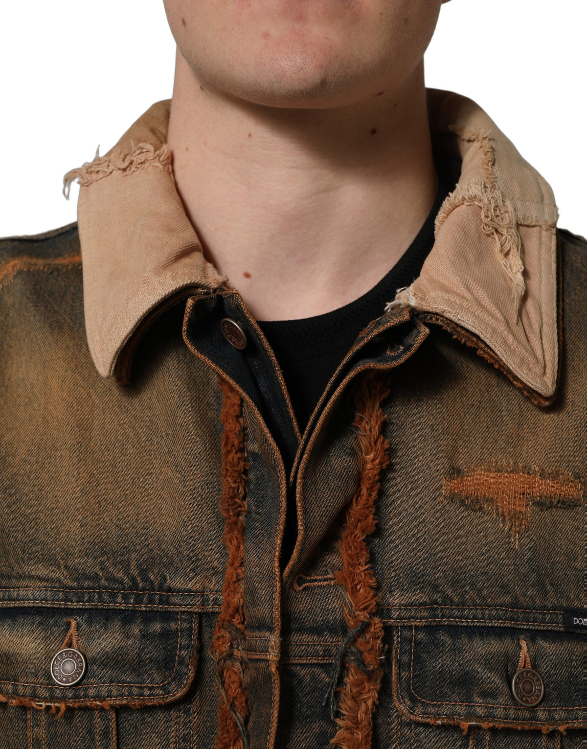 Dolce & Gabbana Multicolor Raw Cut Panelled Denim Jacket