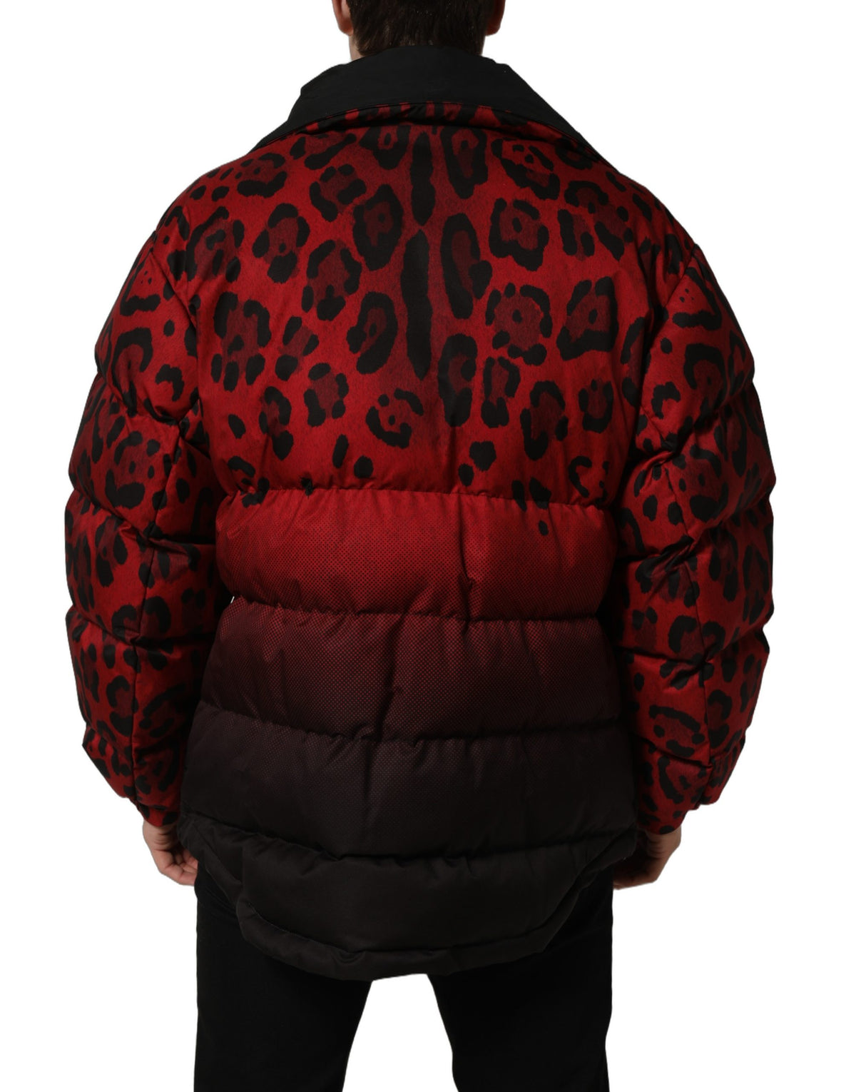 Dolce & Gabbana Red Black Reversible Animal Print Puffer Coat