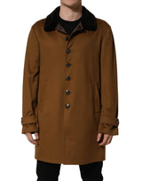 Dolce & Gabbana Brown Cashmere Mink Fur Men Overcoat Jacket