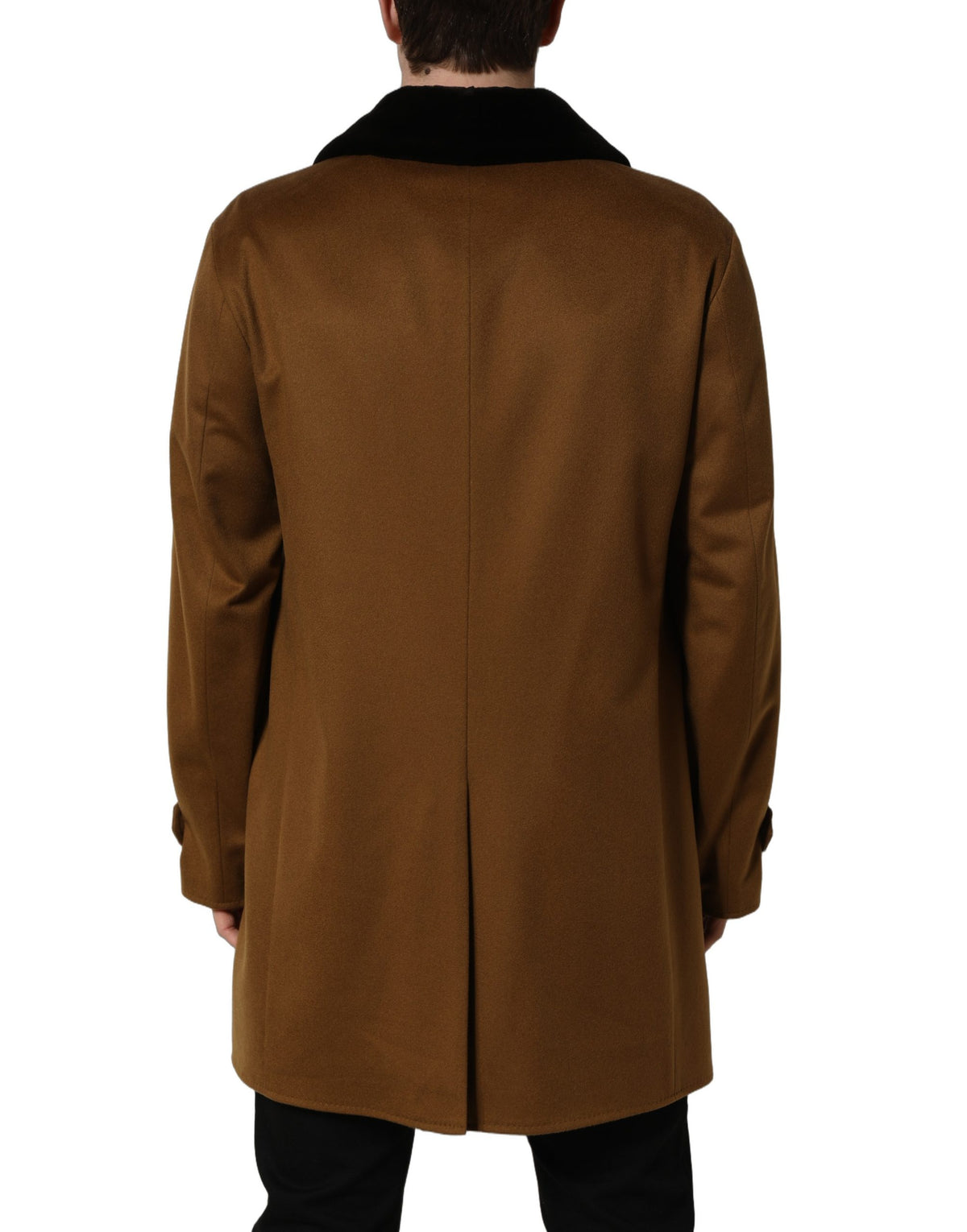Dolce & Gabbana Brown Cashmere Mink Fur Men Overcoat Jacket