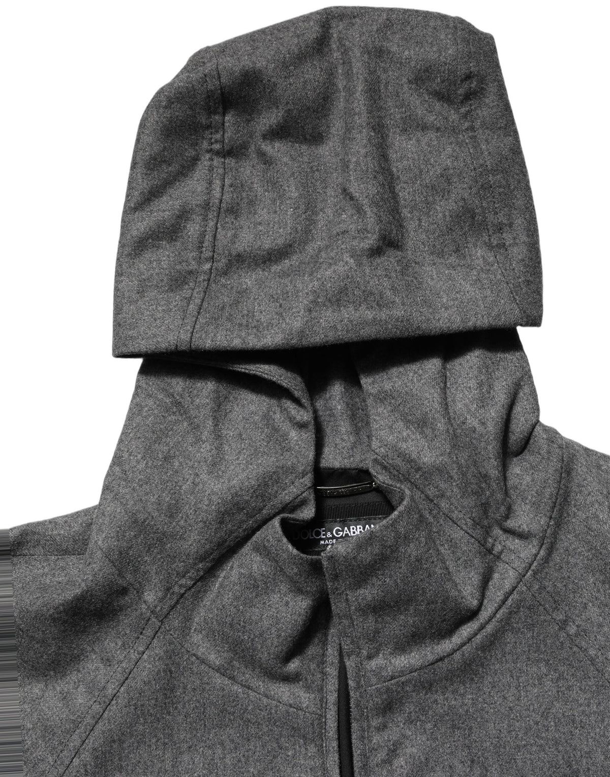 Dolce & Gabbana Gray Cotton Men Hooded Full Zip Bomber Jacket