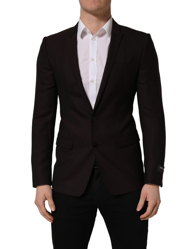 Dolce & Gabbana Brown Wool Gold Single Breasted Men Jacket