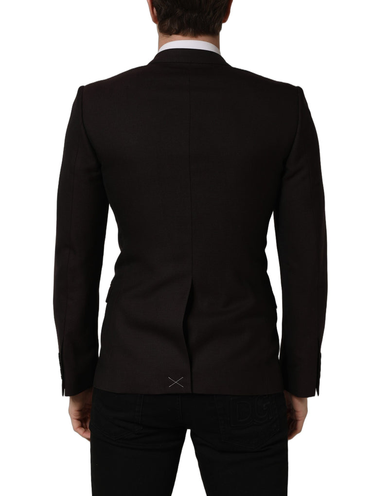 Dolce & Gabbana Brown Wool Gold Single Breasted Men Jacket