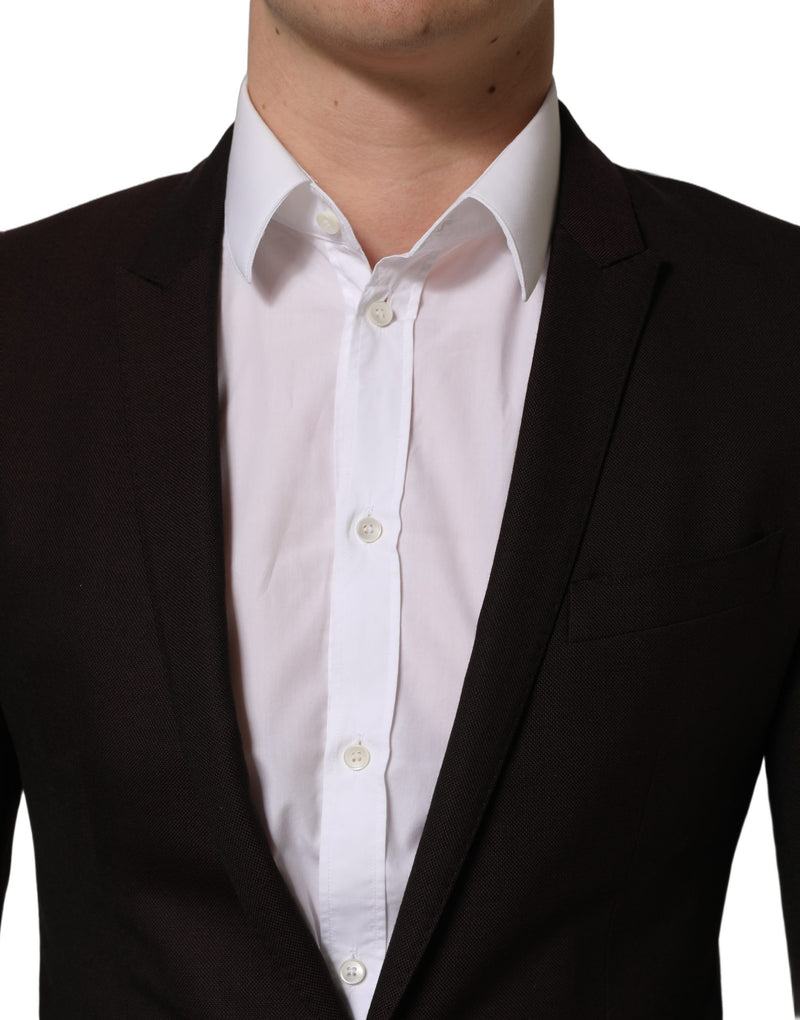 Dolce & Gabbana Brown Wool Gold Single Breasted Men Jacket