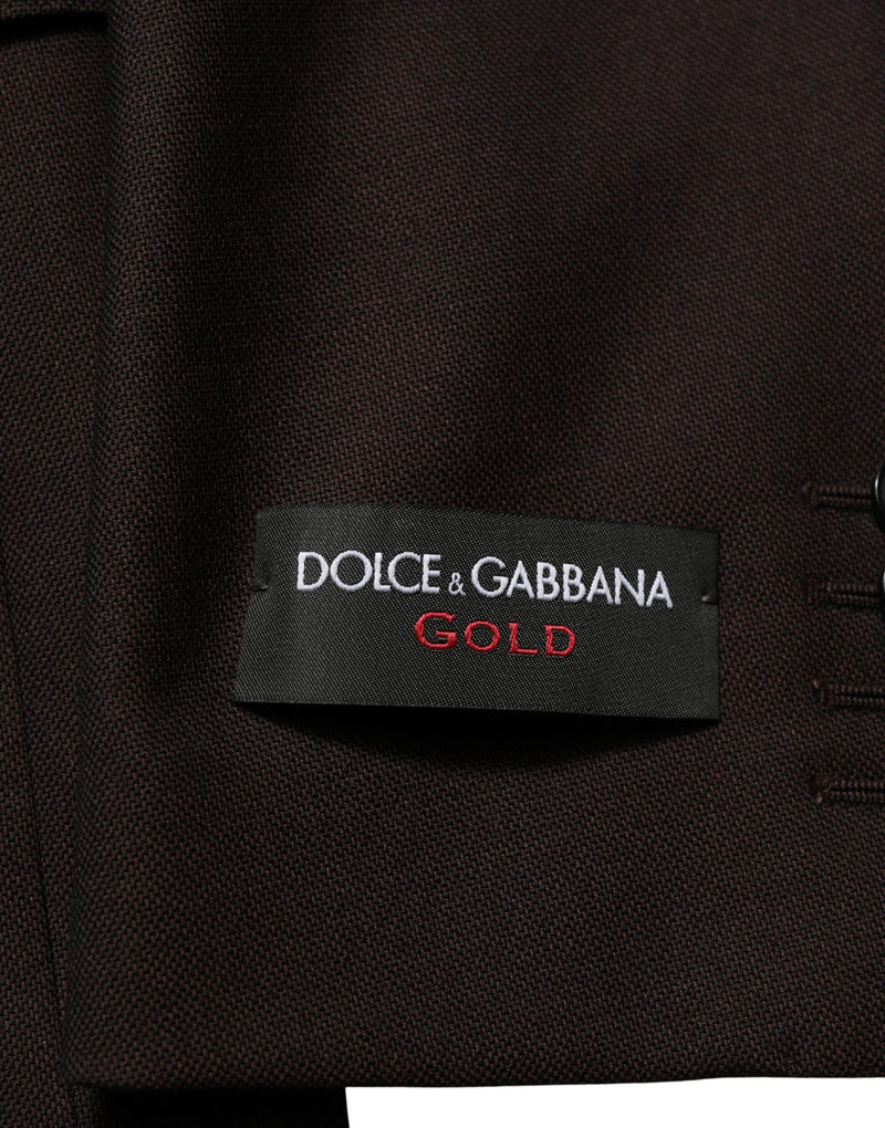 Dolce & Gabbana Brown Wool Gold Single Breasted Men Jacket