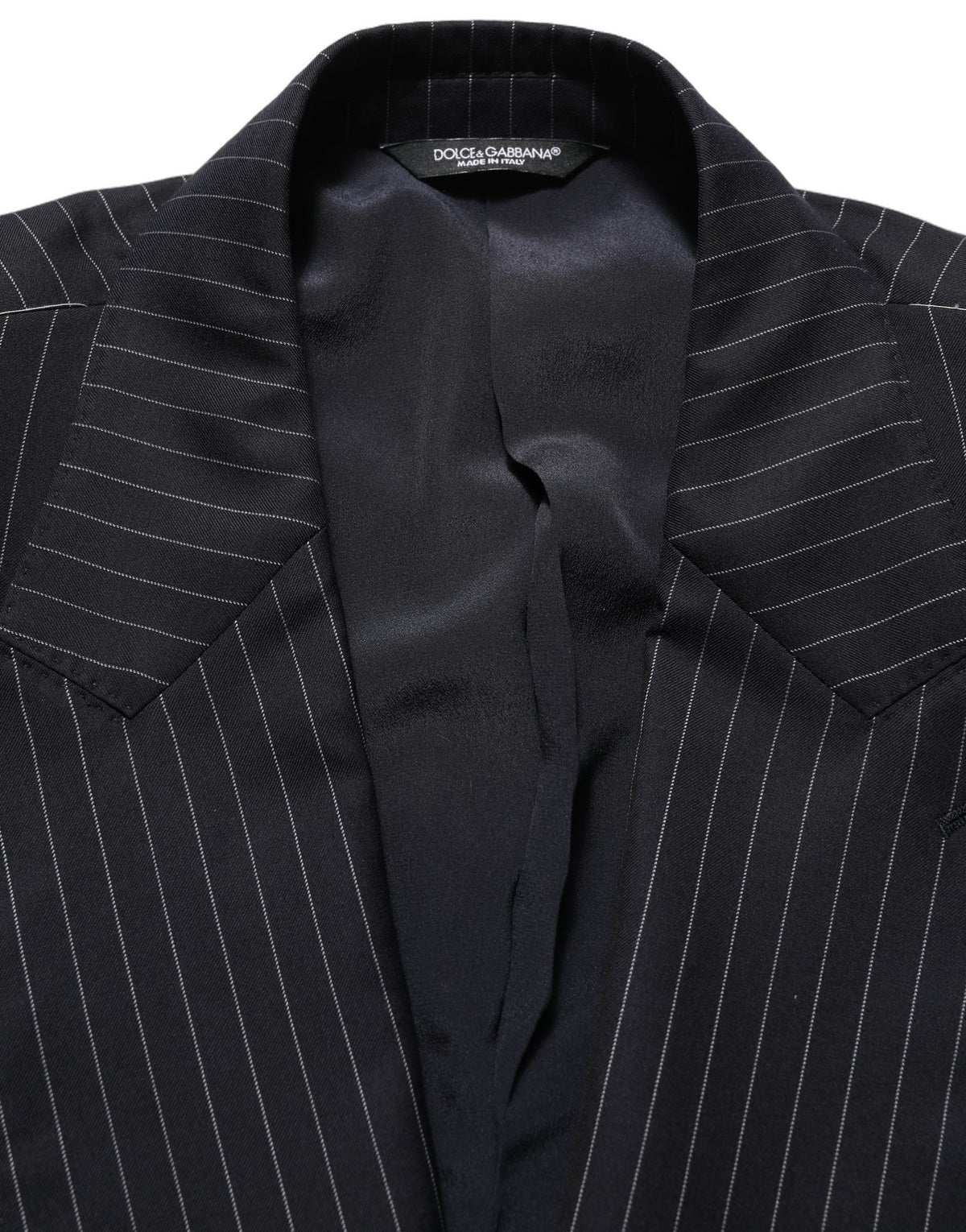 Dolce & Gabbana Black Stripes Wool Double Breasted Jacket
