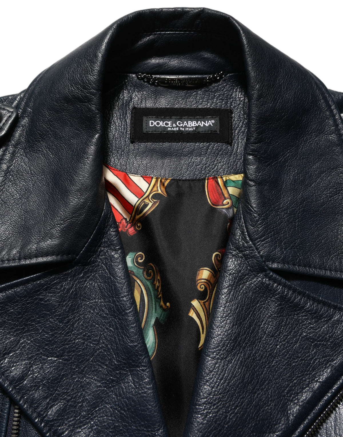 Dolce & Gabbana Black Goatskin Leather Biker Jacket for Men