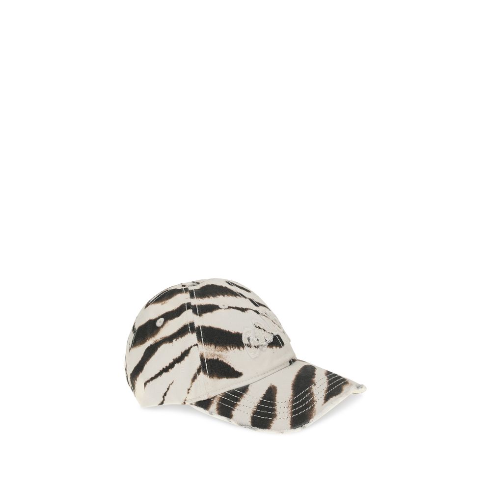 Ganni Multicolor Cotton Baseball Cap - Bold Zebra Print