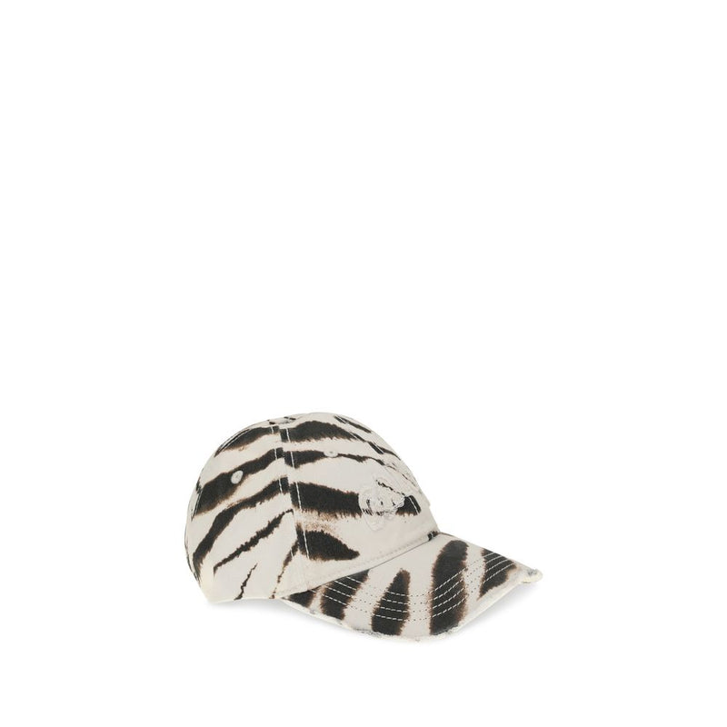 Ganni Multicolor Cotton Baseball Cap - Bold Zebra Print
